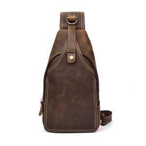 Men's Leather Sling Bag Chest Shoulder Backpack Crossbody Bag for🐔